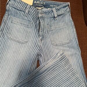 Ariat Blue striped Flare Trouser Jeans 27 L NEW